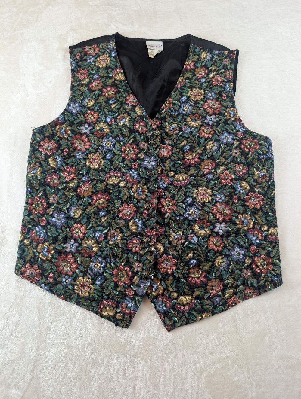 Bobbie Brooks Floral Tapestry Vest XL 90s Cottagecore Grandmacore Boho